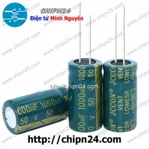 (F275) Tụ hóa 1,000uF 50V Xanh Lá (10x20mm) (1000uF 50V) (Tần số cao)