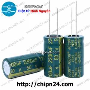 (F277) Tụ hóa 2,200uF 50V Xanh Lá (16x25mm) (2200uF 50V) (Tần số cao)