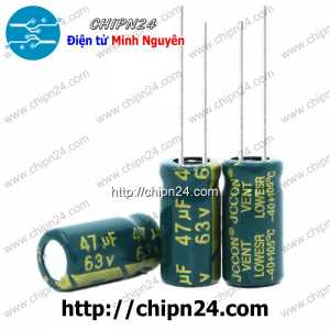[10 con] (F268) Tụ hóa 47uF 63V Xanh Lá (8x12mm) (Tần số cao)