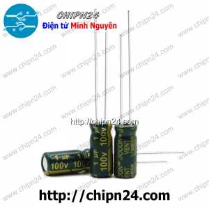 [10 con] (J30) Tụ hóa 1uF 100V Xanh Lá (5x11mm) (Tần số cao)
