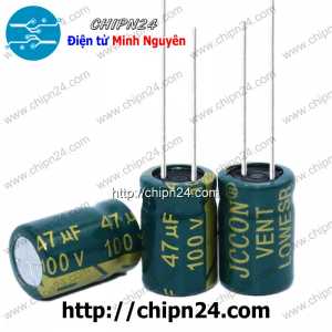 [10 con] (F268) Tụ hóa 47uF 100V Xanh Lá (8x12mm) (Tần số cao)