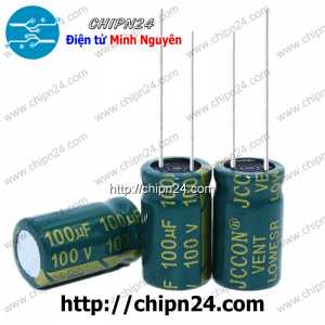 [10 con] (F270) Tụ hóa 100uF 100V Xanh Lá (10x17mm) (Tần số cao)