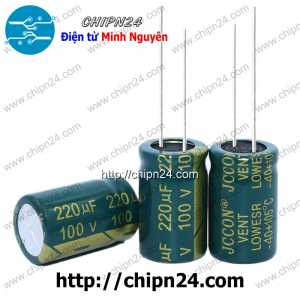 (F271) Tụ hóa 220uF 100V Xanh Lá (13x21mm) (Tần số cao)