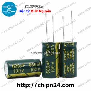 (J33) Tụ hóa 680uF 100V Xanh Lá (16x30mm) (Tần số cao)
