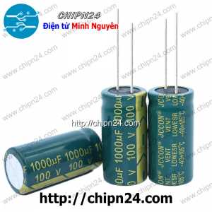 Tụ hóa 1,000uF 100V Xanh Lá (18x35mm) 1000uF 100V (Tần số cao)