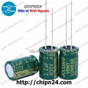 [10 con] (F263) Tụ hóa 2.2uF 400V Xanh Lá (8x12mm) (Tần số cao)