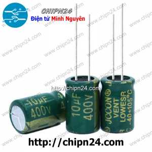 [10 con] (F266) Tụ hóa 10uF 400V Xanh Lá (10x17mm) (Tần số cao)