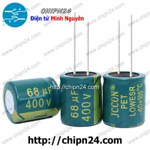 (J36) Tụ hóa 68uF 400V Xanh Lá (16x25mm) (Tần số cao)