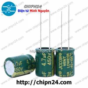 [10 con] (F264) Tụ hóa 4.7uF 450V Xanh Lá (10x13mm) (Tần số cao)