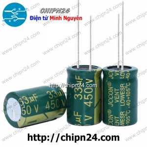 (J40) Tụ hóa 33uF 450V Xanh Lá (16x25mm) (Tần số cao)
