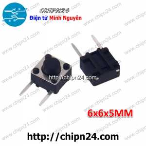 [10 cái] (F65) Nút nhấn 2 chân vuông cong 6x6x5mm