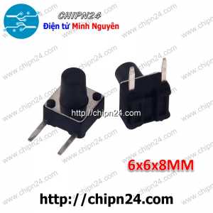 [10 cái] (F65) Nút nhấn 2 chân vuông cong 6x6x8mm