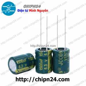 (F276) Tụ hóa 1,500uF 6.3V Xanh Lá (10x13mm) (1500uF 6.3V) (Tần số cao)